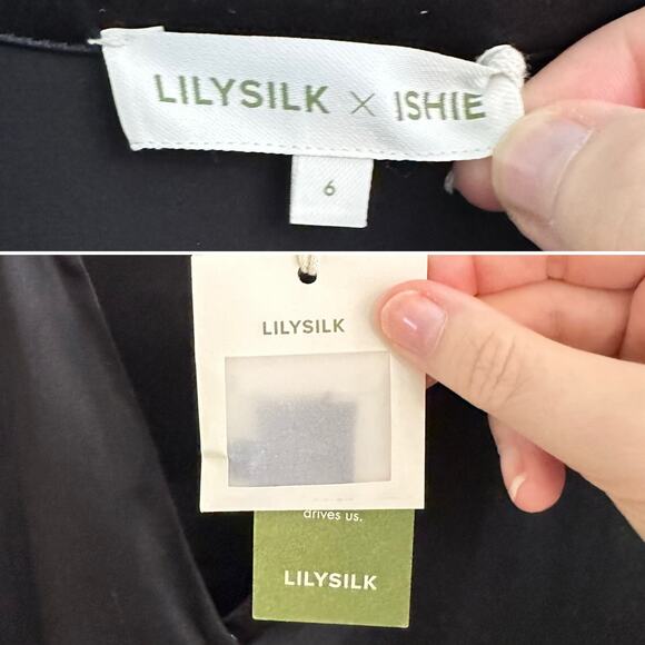 NWT Lilysilk x Ishie Silk Wrap Dress Sz 6 FLAW (Broken Button Cuff) - Picture 10 of 10